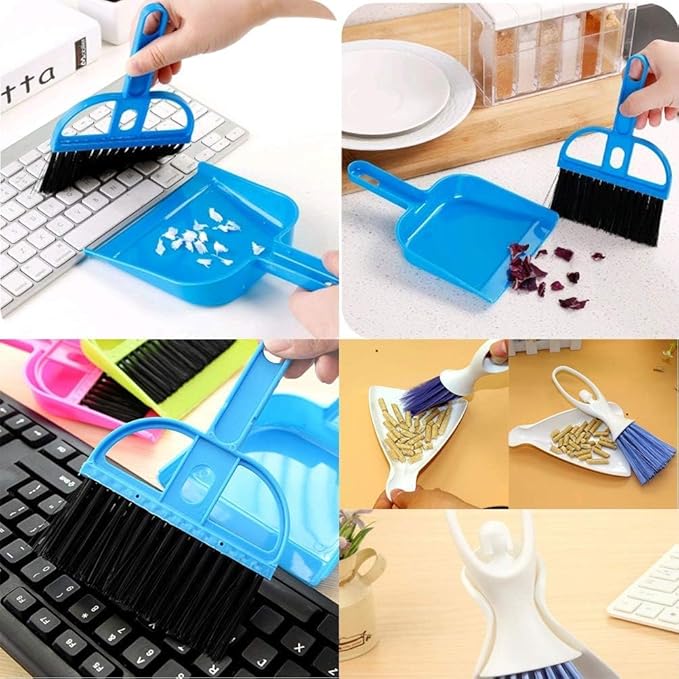 PINVNBY Mini Dustpan and Brush Set, Cage Cleaner for Guinea Pigs, Cats, Hedgehogs, Hamsters, Chinchillas, Rabbits, Reptiles, and Other Small Animals 2 Pack Mini Hand Broom and Dustpan