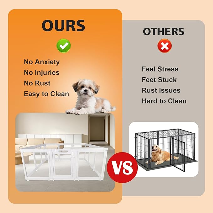 Clear Acrylic Plastic Dog Playpen with Door, 23.6"H Transparent DIY Puppy Cat Pet Play Pen, Modular Fence for Dog, Cat, Pig, Rabbit, Ferret, Easy Assemble Dog House Crate Kennel Whelping Cage