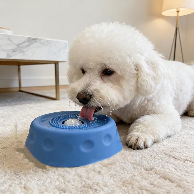 Dog Lick Bowl with Ball,Lick Ball Bowl for Dogs,Dog Licking Bowl with Rolling Ball,Slow Feeder Ball Bowl to Slow Pet Eating,Rolling Ball Dog Bowl Give Pet More Time to Enjoy Eating. (Black)