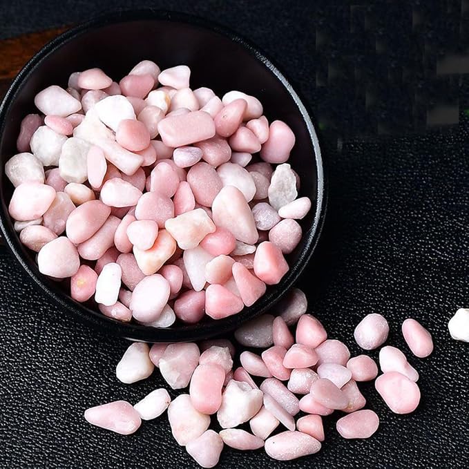 Erliway Pink Opal Crystal Chips Bulk for Vase Filler Crafts, 0.5 lb 7-9mm | Natural Crushed Crystal Stone for Spell Jar, Aquarium Gravel, Reiki Healing Meditation, Jewelry Making, Resin Art, Home Décor