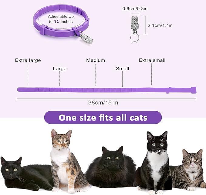 Weewooday 5 Set Calming Collar for Cats Adjustable Waterproof Cat Calming Collars Reduce Anxiety Stress Cat Collars with 5 Pet ID Pendants (Purple)