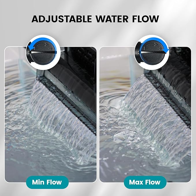 ANILUV Aquarium Filter with Surface Skimmer & LED Indicator Light | Hang On Back Power Filter 20-50 Gallon Aquarium for SPF-50