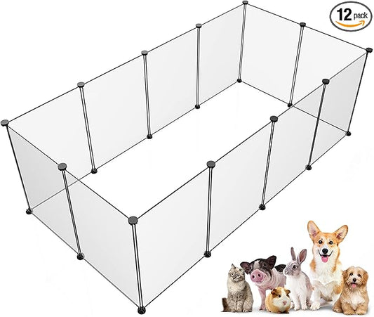 Pet Playpen,Puppy Playpen Transparent Small Animals Playpen, Pet Fence Yard Fence for Puppy,Bunny,Guinea Pigs,Ferrets,Mice,Hamsters,Hedgehogs,Turtles
