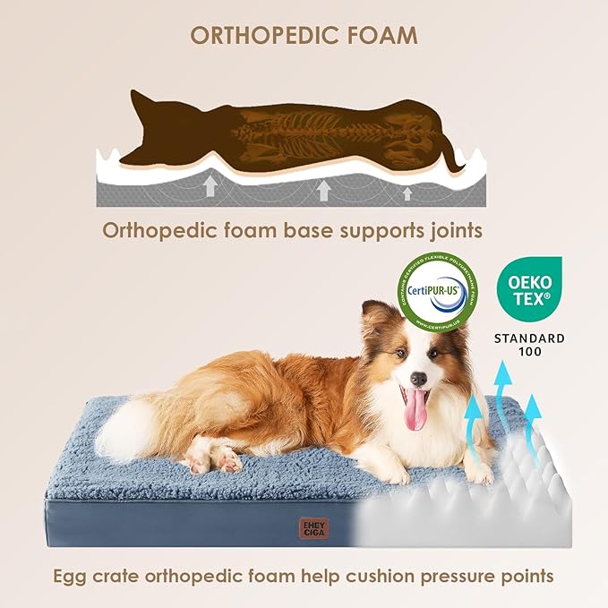 EHEYCIGA Orthopedic XL Dog Beds for Extra Large Dogs with Removable Washable Cover for Crate,Spa Blue,41x27