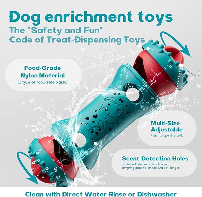 knitly Interactive Dog Toys, Adjustable Treat Dispensing Toy to Keep Them Busy, Dog Enrichment for Brain Stimulation & Cognitive for Puppy Puzzle to Reduce Boredom-Ideal Gift for All Dogs(Rigid Nylon)