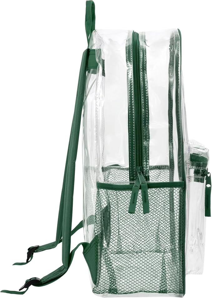 Trail maker Clear Backpack Heavy Duty with Padded Straps, Side Pockets for Kids, Boys, Girls, School, Stadium Approved Events