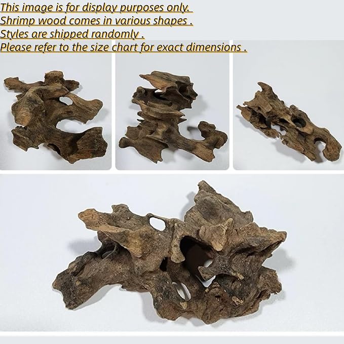 4 Pcs Natural Aquarium Driftwood Shrimp Wood, 3.94-5.91" (10-15cm) Assorted Branches & Trunk, Terrarium Ornament & Habitat Decor for Fish, Shrimp and Reptiles