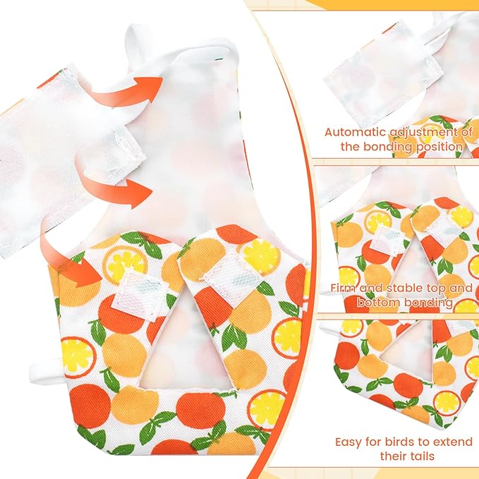 4 Pcs Bird Diaper, Parrot Diaper, Reusable Bird Clothes with Adjustable Straps & Waterproof Inner, Pet Bird Diapers for Budgies, Lovebirds, Cockatiels, and Miniature Macaws