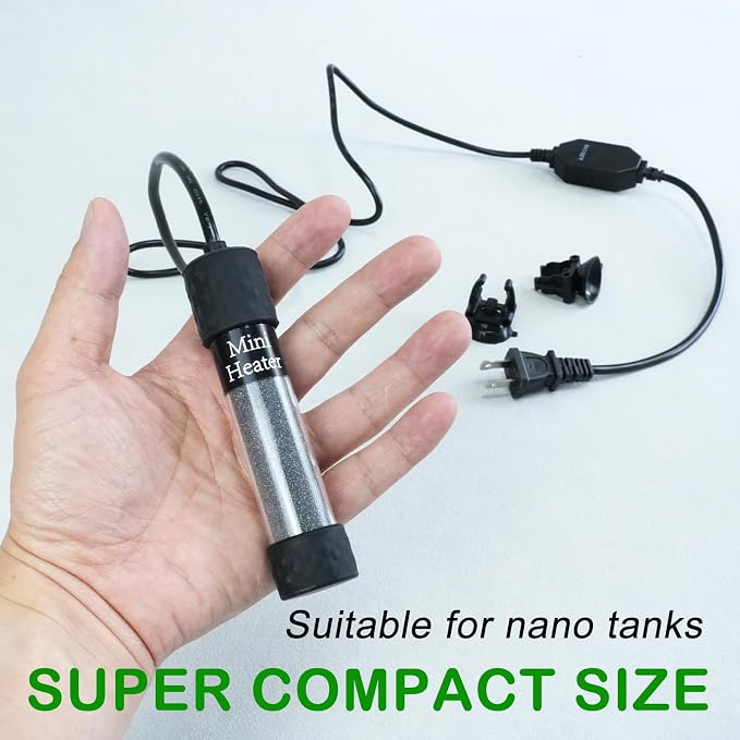 Small Submersible Aquarium Heater, Adjustable Mini Fish Tank Heater 25W 50W 100W 150W with External Temperature Controller, Digital Display, for 5/10/20/30 Gallons (100W)