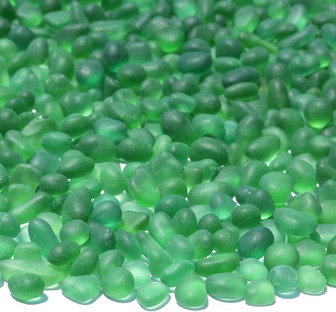 QYGL Sea Glass Stones - 2.9LB/46.4oz Green Frosted Glass Pebbles | Glass Gemstones Perfect for Aquarium Rocks, Fish Tank Gravel, Vase Fillers, Seaglass DIY Crafts, and Home Decor
