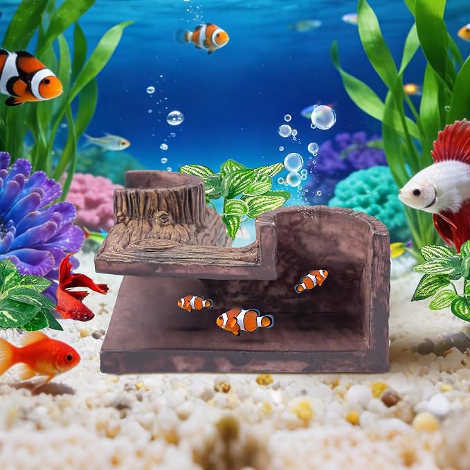 CousDUoBe Aquarium Cave | 90° Corner Fish Cave Viewing Tunnels Silk Aquarium Plants，Betta Fish Tank Accessories BPA-Free Premium Resin,Fish Tank Cave for Corners (5.3” x 2.7” x 2”)