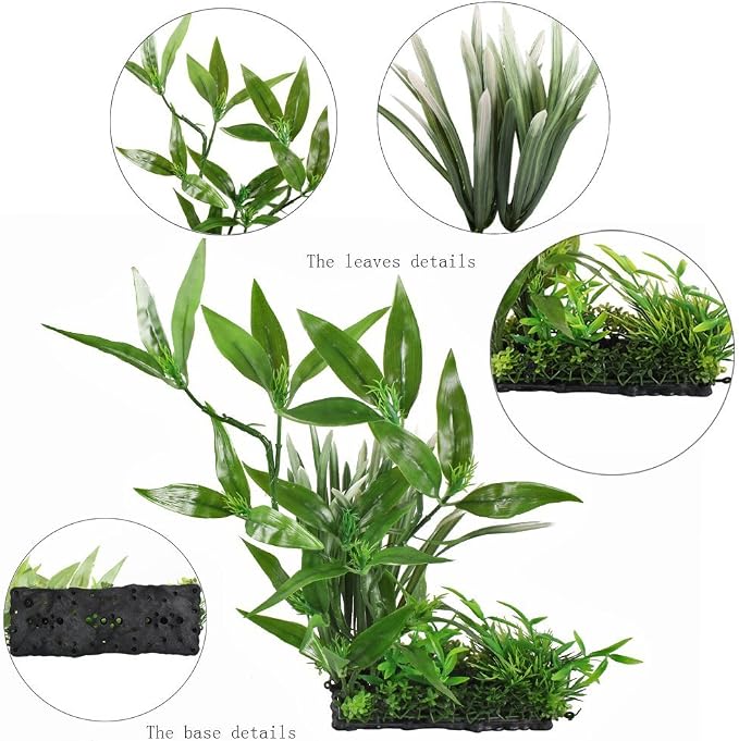 CNZ Aquarium Decor Artificial Plastic Plant Green 13" Tall | Fish Tank Decoration, Ornament