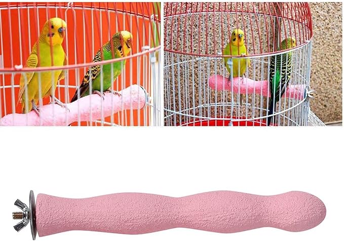 Pink Bird Perches for Cage, Frosted BirdPerch Rough, 22cm/8.7in Bird Perch Grinding Stick, Birds Grinding Scratchers Paws Perch with Screw for Birds Pet