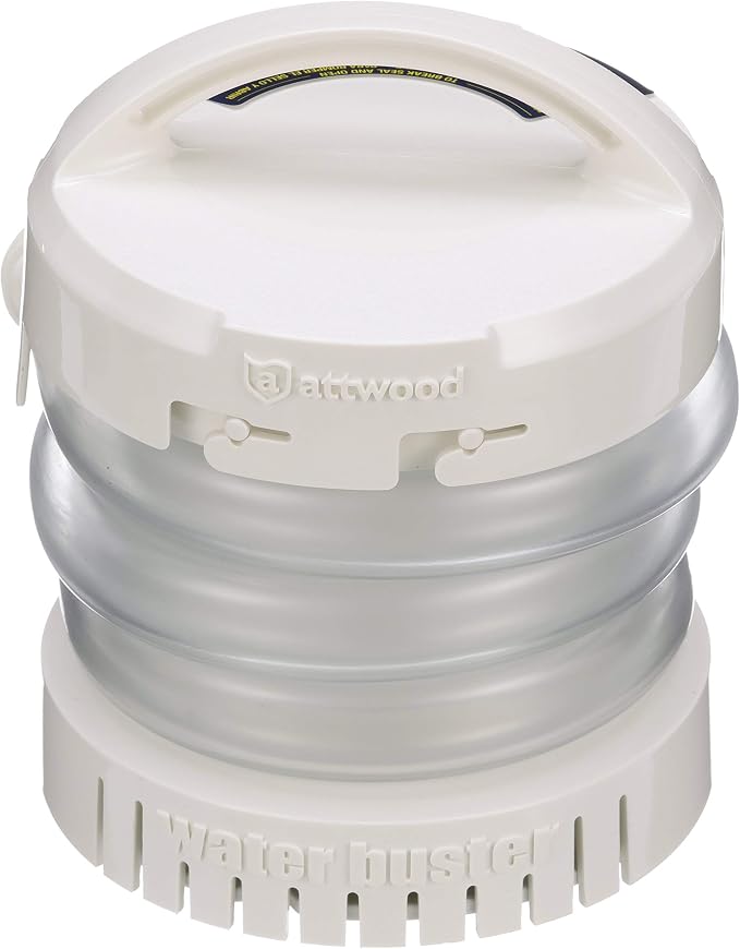 Attwood WaterBuster Portable Submersible Pump, Battery Operated Cordless 200 GPH Utility Water Removal Pump, For Pool Covers, Kayaks & Inflatables, 4140-4