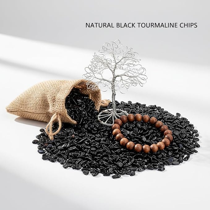 Erliway Black Tourmaline Crystal Chips Bulk for Vase Filler, 0.5 lb 7-9 mm | Natural Crushed Crystal Stone for Spell Jar, Aquarium Gravel, Reiki Healing Meditation, Jewelry Making, Resin Art, Home Décor