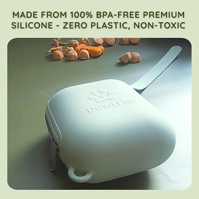 Pawtria Walk Duo Set: Dog Poop Bags (120) + Premium BPA Free Silicone Treat Case (3.25"H X 2.75"L), BPA-Free, Leak-Proof, Light, Durable, Supports Rescue Dogs (Treat Case + 120 Poo Bags)
