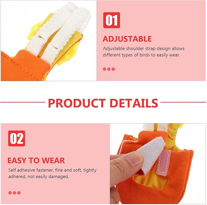 DOITOOL Parrot Flight Suit Diaper Bird Clothing Liner Orange Small Size Outdoor Conure Parakeet Diapers for Large Birds