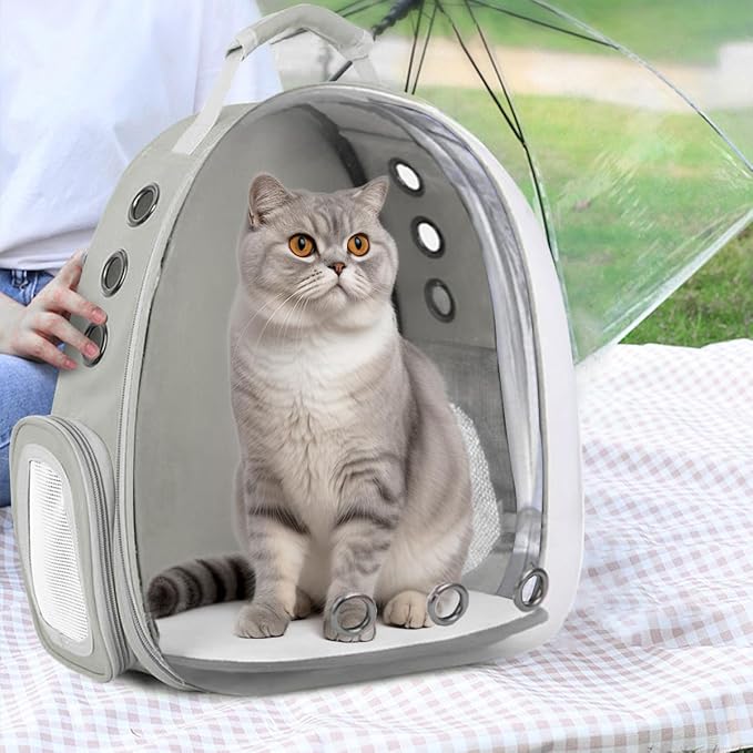 Pet Carrier Backpack Expandable for Cats and Small Dogs, Breathable Anti-Collapse Design, Airline Approved Travel Backpack for Hiking and Outdoor Use (Back Expandable-Grey)