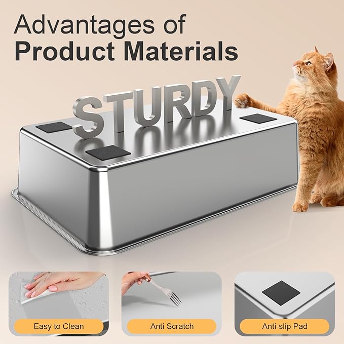 Stainless Steel Litter Box with Lid, XL Extra Large Litter Box, Enclosed Top Entry Metal Litterbox for Big Cat, Easy Cleaning, Anti-Leakage & High Sided with Mat, Aisle & Scoop, Green