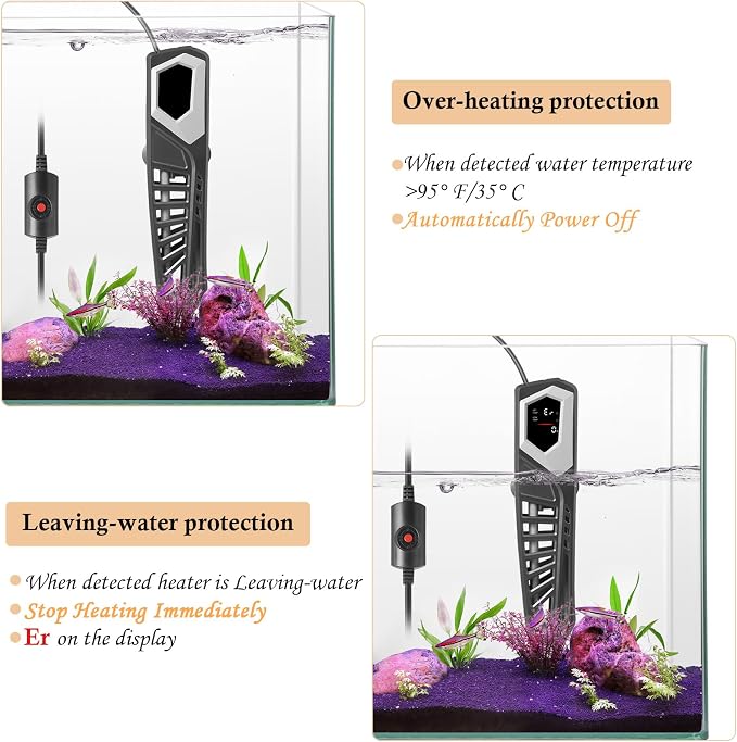 HITOP 600W Titanium Aquarium Heater: Digital Fish Tank Heater with External Controller, Submersible Aquarium Heater with Over-Temperature Protection for Saltwater and Freshwater 75-150Gallon