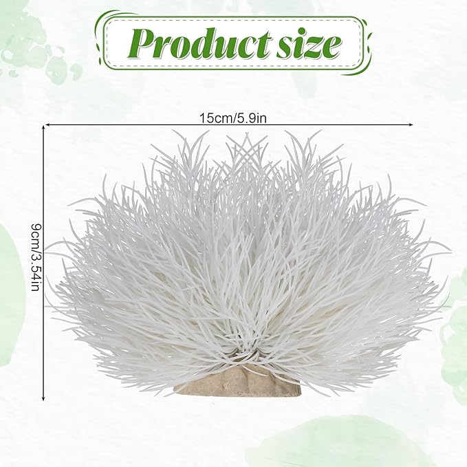 2pcs Aquarium Plants Decorations Artificial Fish Tank Plants Fish Tank Decorations Plastic Fishes Tanks Accessories Small Large Aquarium Decoration Plastic Artificial Plant(White)
