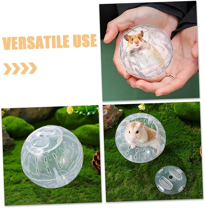 GANAZONO 2 Pack Mini Hamster Exercise Balls Transparent Running Balls for Small Pets Dwarf Hamsters Portable Interactive Toy to Increase Activity and Reduce Boredom