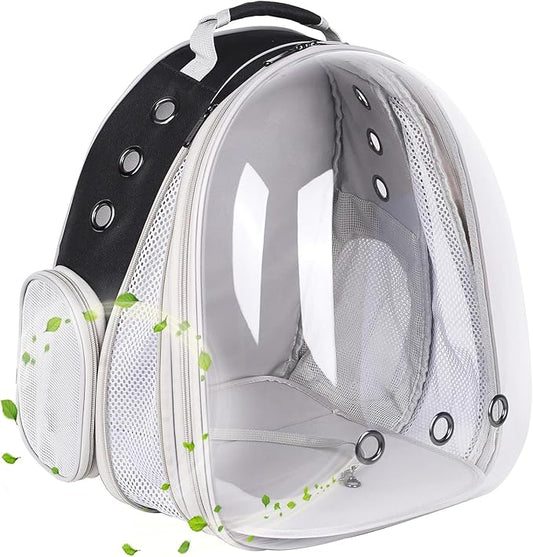 Bird Carrier Backpack, Portable Pet Travel Cage, Transport Bag for Parrots, Small Birds (Black, FE)