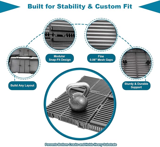 Undergravel Filter System for 10 Gallon Fish Tank, Air-Driven Biofiltration Aquarium Filter Kit with 12 Modular Plates & Adjustable Lift Tube, Cut-to-Fit Under Gravel System for Clear Water
