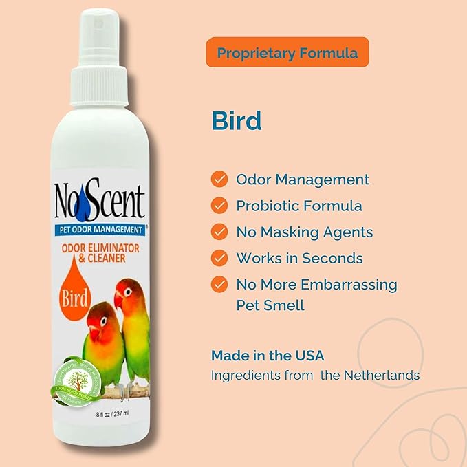 No Scent Bird Cage Cleaner Spray & Pet Odor Management, Natural Aviary Freshener (128 Fl Oz / 3.8 Liter) Gallon