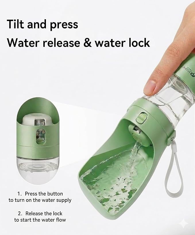 Argo's Pack 2-in-1 Dog Water Bottle & Food Container: Foldable Bowl, Leak-Proof & Portable. Durable Travel Gear for Dogs & Cats. Essential for Walking & Hiking. Perfect for Active Pet Owners (Green)