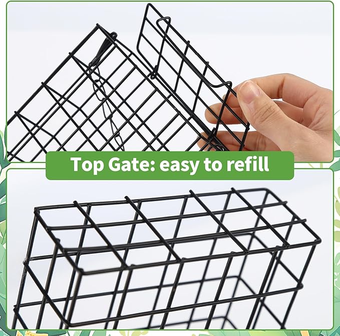 2Pcs Hummingbird Nesting Material Cage Holder with Natural Mixing Cotton Materia，Refillable Hummingbird Nesting Material Cage Holder for Bird Lover Hummingbird House Material
