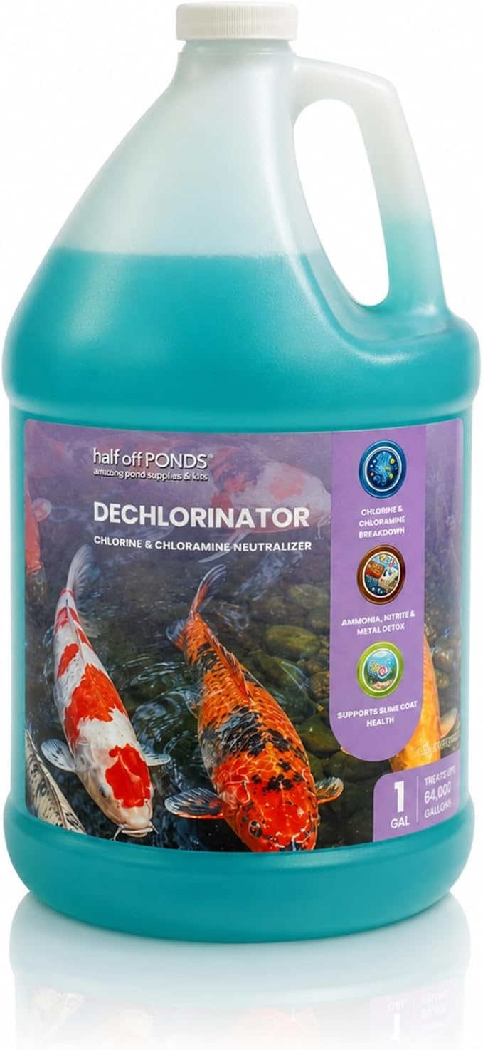 HALF OFF PONDS Dechlorinator Pond Water Conditioner, 1 Gallon – Removes Chlorine & Chloramine, Detoxifies Ammonia & Nitrites – Safe for Fish & Plants