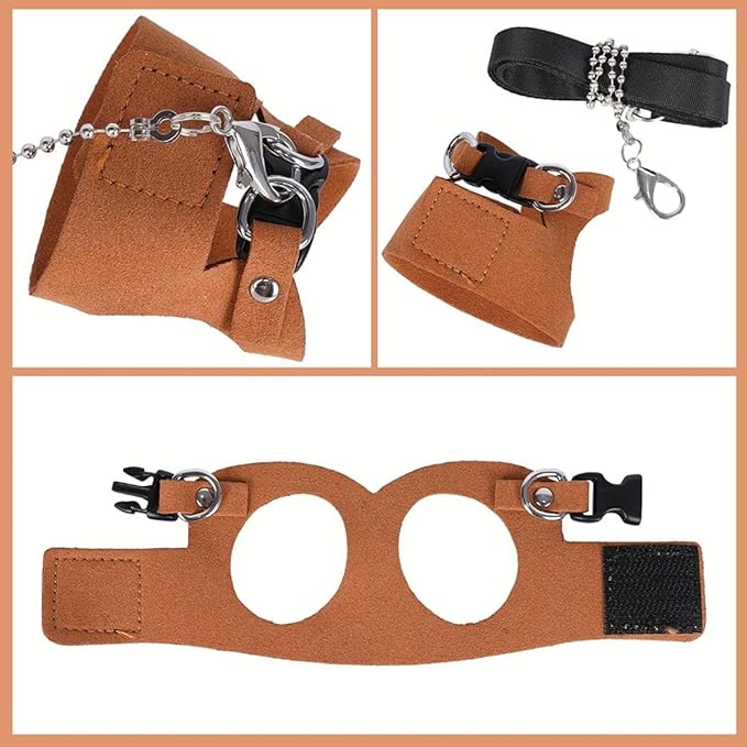 3 Pack Squirrel Harness and Leash Set - Adjustable Traction Rope Strap Anti-Biting Chain,Small Animal Training Walking Vest Leash for Squirrel Gerbil Chinchilla Rat (Brown)