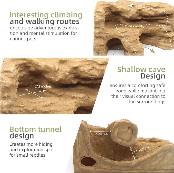 Reptile Hide Shale Scape Step Ledge Backdrop, Reptile Corner Rock Basking Platform Cave Hideout Tank Accessories Decorations, Great for Reptiles, Amphibians, Leopard Gecko, Snake, Frogs, Turtle