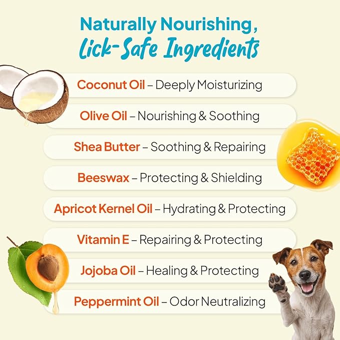 3-in-1 Paw Balm for Dogs - Protects & Improves Natural Dog Foot Pad Traction, Lick-Safe Moisturizer & Soother, Fast-Absorbing Paw Wax w/Non-Greasy Formula & Natural Ingredients - 1.69oz