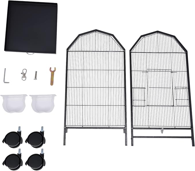 Bird Cage 40-Inch Metal Pet Bird Flight Cage with Play Open Top and Rolling Stand, Large Finch Bird Cage with Anti-Escape Door for Conure Canary Parekette Macaw Cockatoo Budgie Cockatiels Parrot