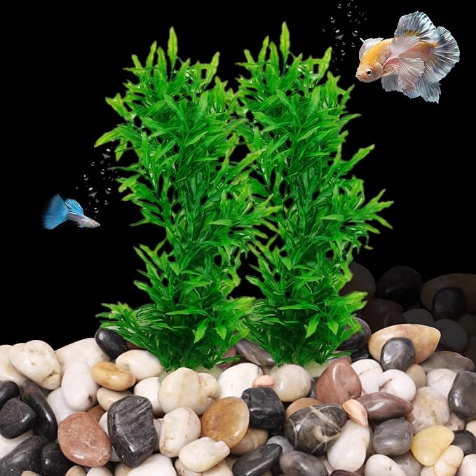 Tfwadmx Plastic Fish Tank Plants Decoration Artificial Seaweed Ornament for Fish Tank Decor Plastic Plant for Betta Shrimp 2 Pcs About 13 inch