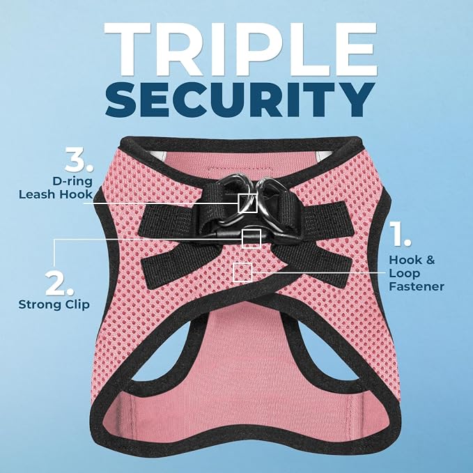 Best Pet Supplies Voyager Step-in Air All Weather Mesh Harness and Reflective Dog 5ft Leash Combo with Neoprene Handle, for Small, Medium and Large Breed Puppies - Pink Base, Small