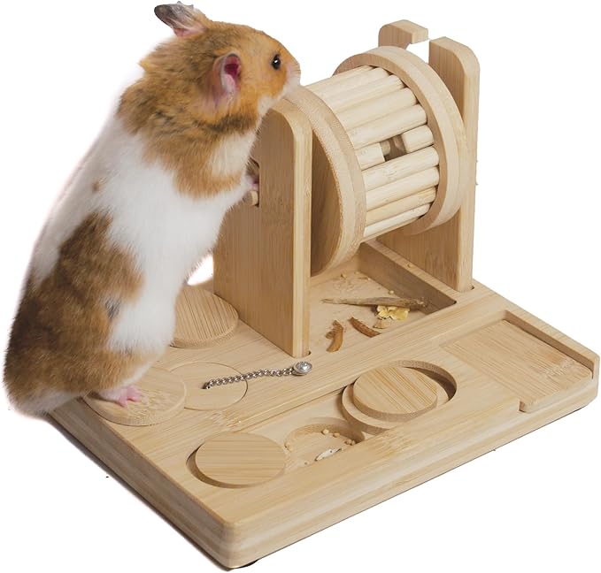 9-in-1 Hamster Foraging Toys, Bamboo Small Animal Enrichment Toys for Rats, Syrian & Dwarf Hamsters, Gerbils, Mice - Interactive Intelligence Puzzle for Boredom Relief