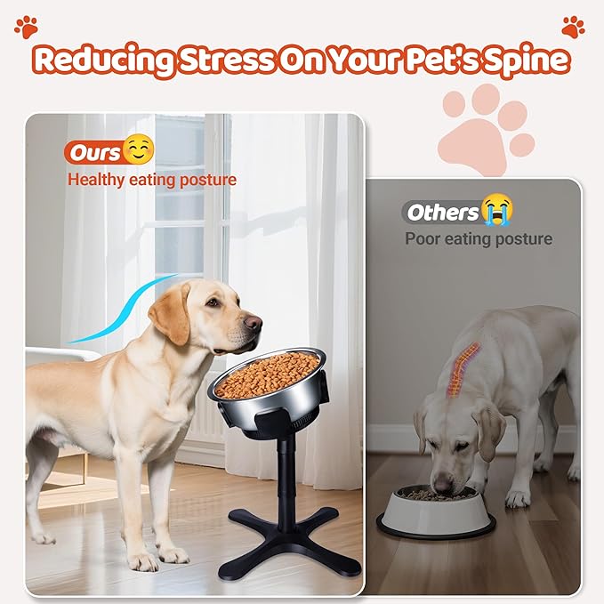 Elevated Adjustable Dog Bowl Feeding Stand, 3 Heights and Tiled Ajudst, Compatible with Moost Feeding Bowls, Great for Medium Large Dogs(1 Pack-C)
