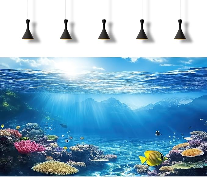 Under The Sea Aquarium Background Underwater Scene Coral Reefs Fish Tank Background Diverse Marine Life Sunlight Seascape Terrarium Backgrounds Tropical Undersea View Aquarium Tank Backgrounds 36x20in