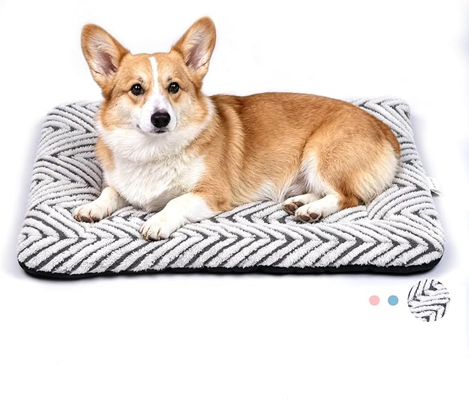 Mora Pets Washable Dog Crate Pad Soft Dog Kennel Bed Crate Mat for Small Medium Dogs, Puppies & Large Cats Flat Pet Bed with Anti-Slip Bottom for Cage & Carrier Sleeping Chevron Grey 30 x 19