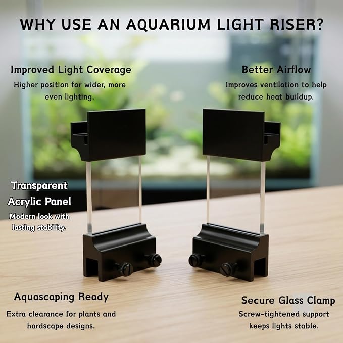 Aquarium Light Riser Compatible with Fluval Plant & Marine LED Lights (4") | Fits Plant 3.0, Plant 2.0, Marine 3.0 & Marine 2.0, Clear Acrylic Panel Stand for Rimless Tanks up to 15mm