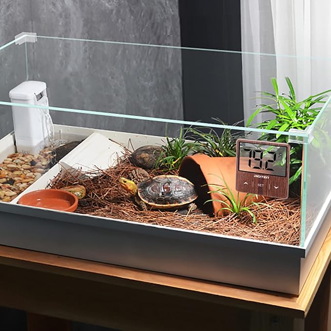 Digital Aquarium Thermometer, Fish Tank Thermometer with Large LCD Display, No Wires, Accurate Reading, Walnut Aquarium Thermometer