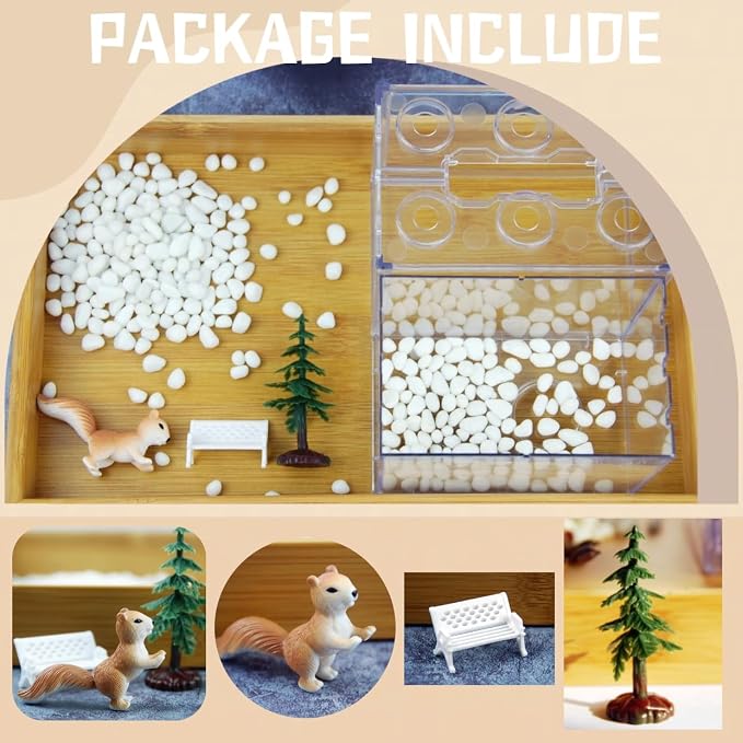 Small Sea Monkey Tank, Stackable Mini Betta Fish Tank Tinny Aquarium Kit with Aquarium Gravel, Moss Ball Tank Shrimp Tank 0.27 Gallon Acrylic Cube Fish Bowl for Shrimp Snails