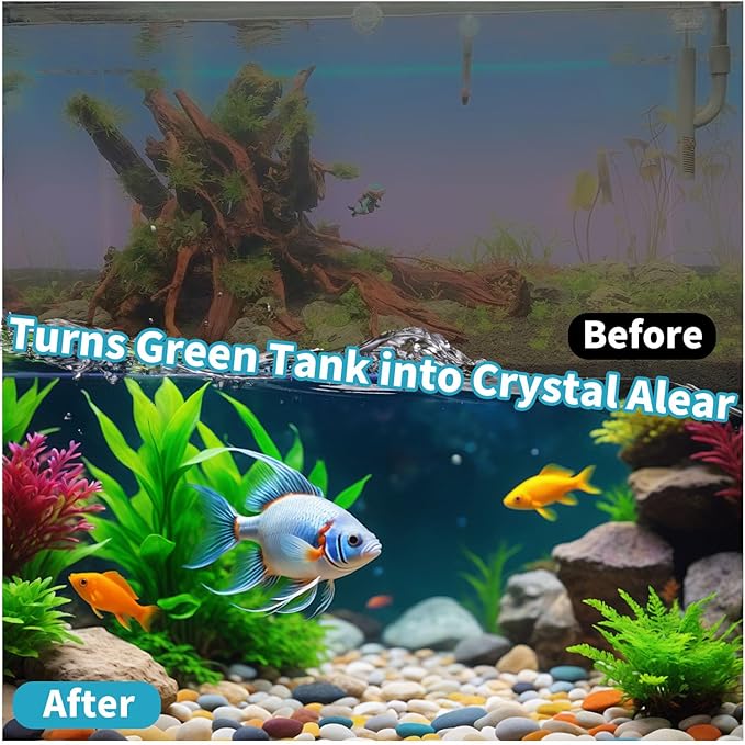 Aquarium Filter- 4 in 1 Double Waterfall U-V Fish Tank Filter for Green Water & Algae Clean, 8W Quiet Hang on Filter Adjustable Flow (UV Filter)
