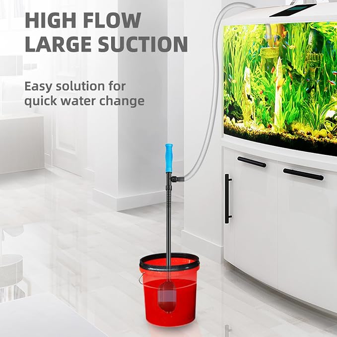 Carefree Fish 30W Electric Aquarium Gravel Vacuum Automatic Fish Tank Water Changer Cleaning Sand Powered Siphon Cleaner with 6Ft Hose Heavy Duty Pump 2.2Lb (for 25Gal~800Gal Tank)
