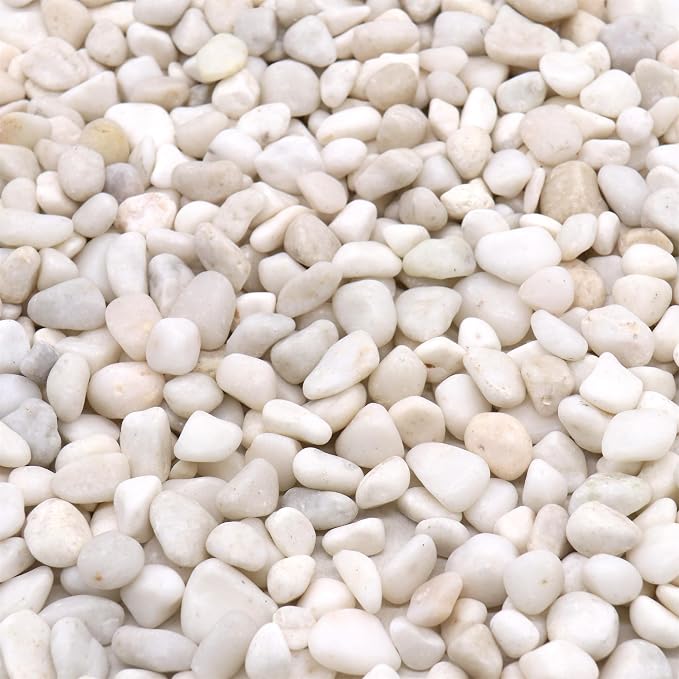 White Polished Rocks for Plants, Decorative Pebbles, 0.5-1 Inch, 18 lb