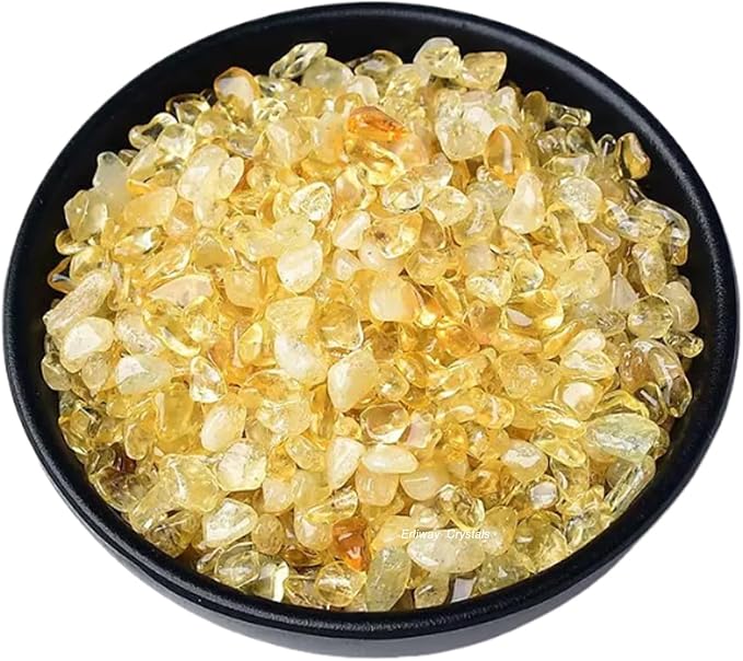 Erliway Citrine Crystal Chips Bulk for Vase Filler Crafts, 0.5 lb 7-9 mm | Natural Crushed Crystal Stone for Spell Jar, Aquarium Gravel, Reiki Healing Meditation, Jewelry Making, Resin Art, Home Décor