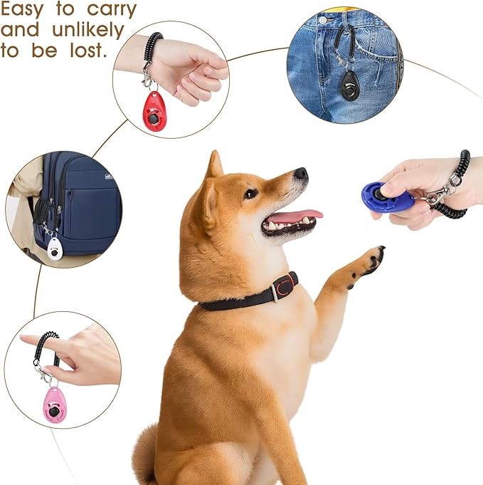 5 Pack Dog Clicker, Pet Training Clicker with Wrist Strap